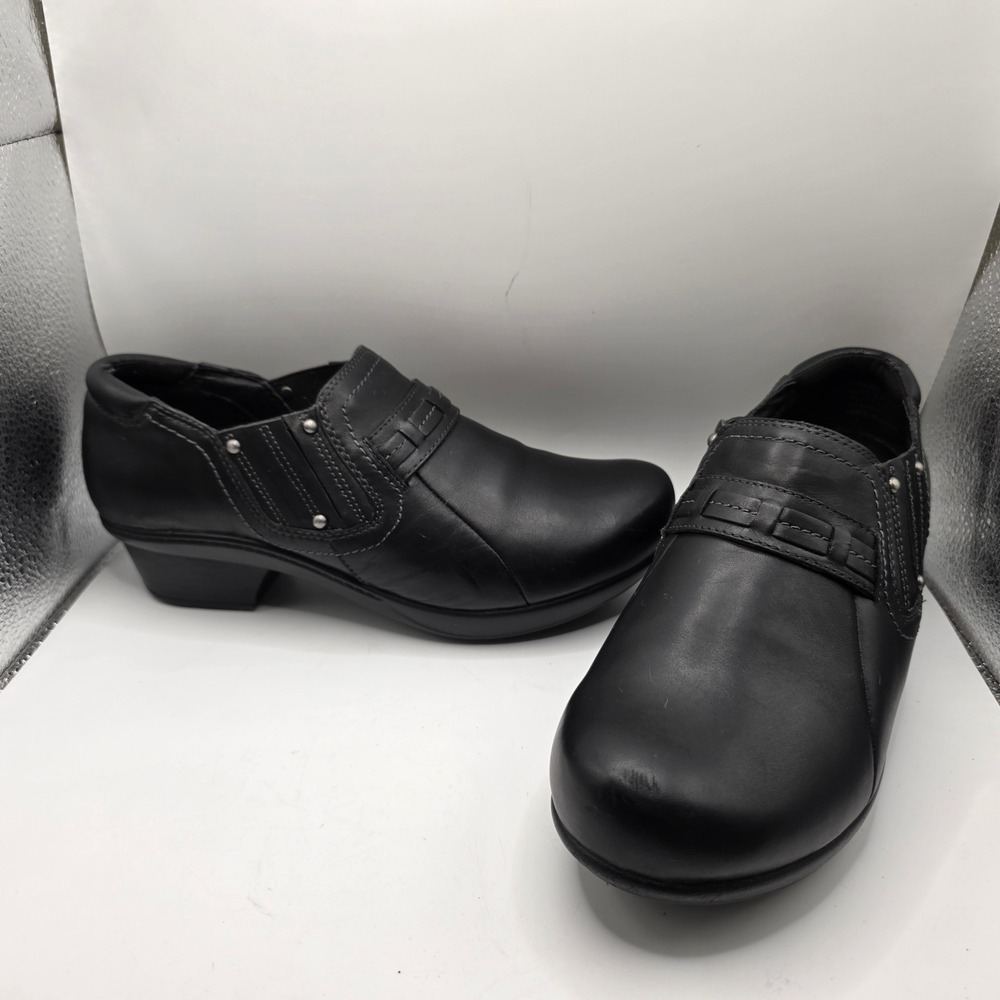 Abeo 24/7 Carina Black Leather Slip On Clogs Shoes Women 9.5 24C51784